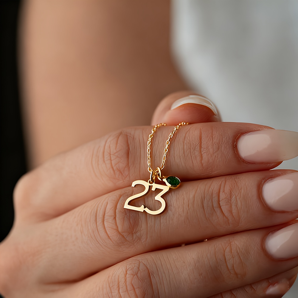 Personalized Digital Birthstone Necklace, Elegant Minimalist Design